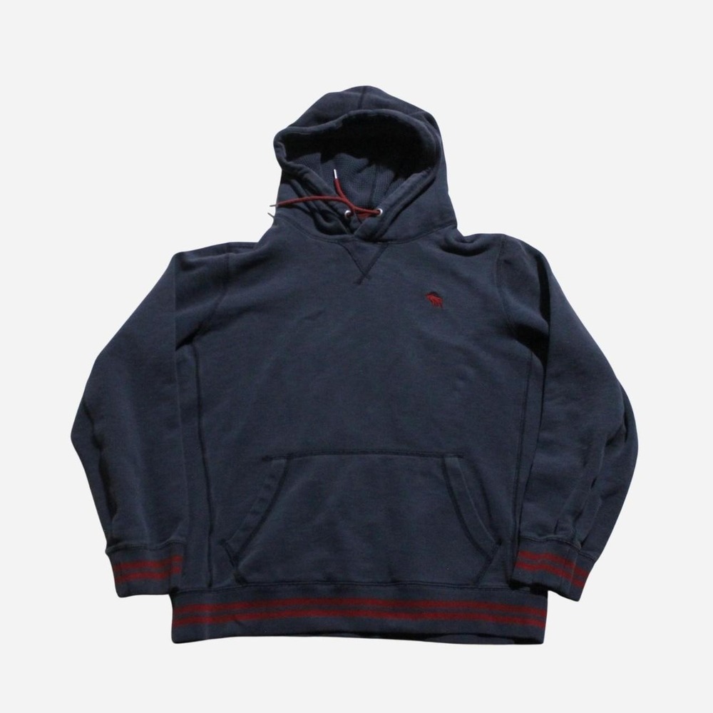 Mens Y2K Skater Streetwear Preppy Abercrombie & Fitch Navy Pullover Hoodoe